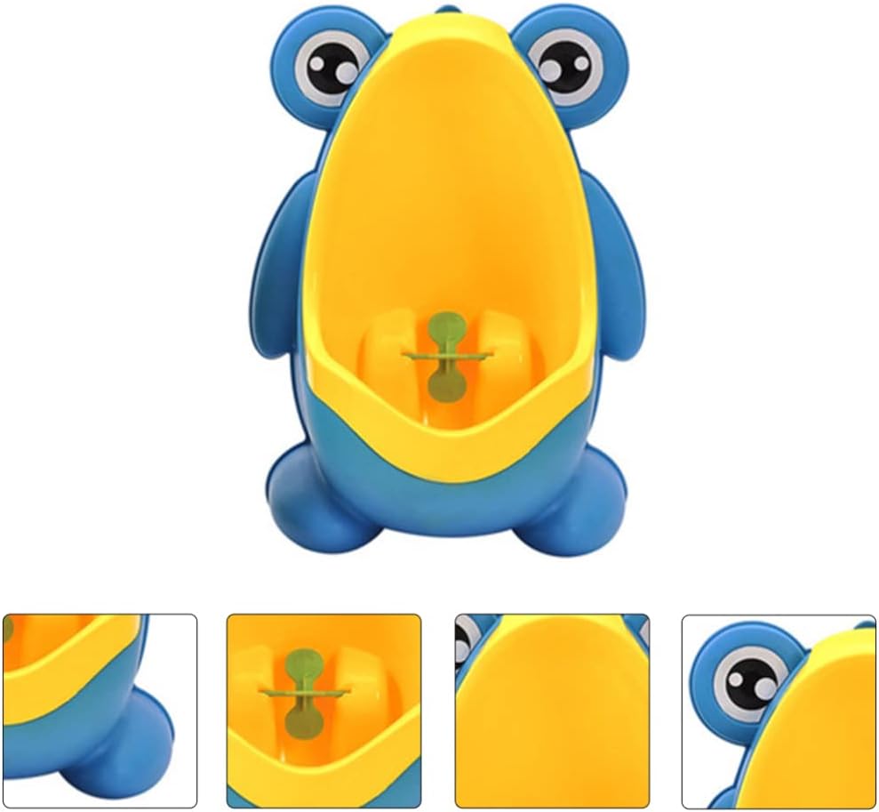 ARTIBETTER Standing Pee Toilet Potty Training Urinal Boy Children Standing Potty Toilet Frog Style Toddler Toilet Wall Mounted Kids Bathroom Pee Trainer Blue Cartoon Animal Potty