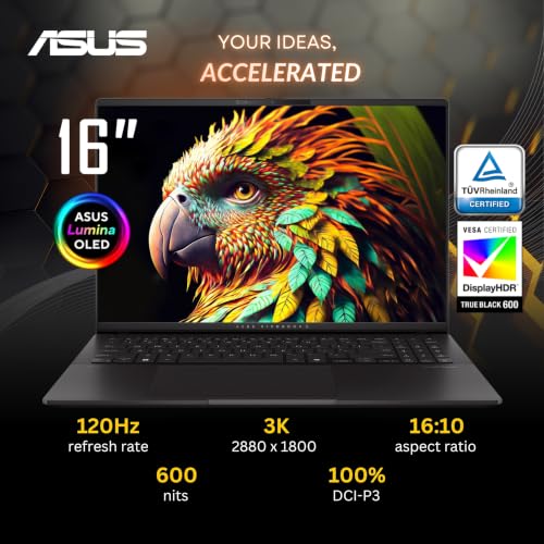 Image of ASUS Vivobook S16 AI Business Laptop, 16 inch 120Hz 3K 2880 x 1800 OLED, AMD Ryzen AI 7 350(>Ultra 7 266V, 5GHz), 1-Zone RGB Backlit, FHD IR Webcam, Windows 11 Home, Neutral Black(16GB DDR5 RAM | 1TB SSD)