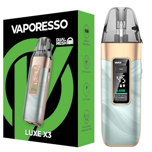 Vaporesso Luxe X3 Kit 45 W Auto & Button Draw Batterie interne 2600 mAh Cartouche LUXE X Pod 5 ml à remplissage par le haut Résistance MTL RDL GTX 0,4/0,6 ohm (Vert fluide)