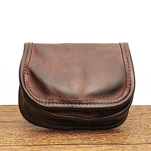 Leather Bi-Fold Coin Purse for Men - Push Button Closure, Cowhide Leather (Coffee color)4