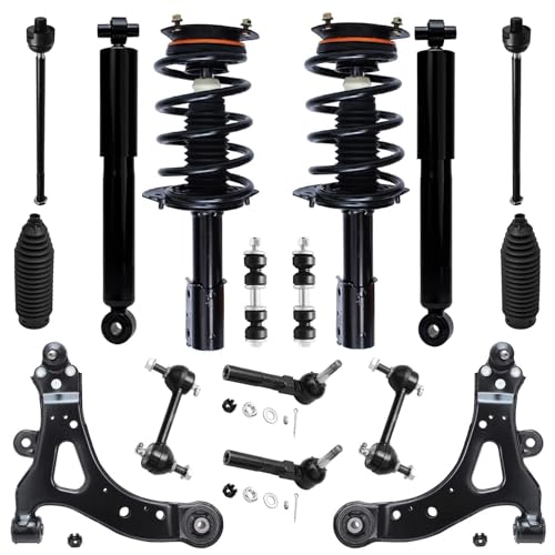 Image of Detroit Axle - 16pc Front End Suspension Kit for 2002-2007 Buick Rendezvous, Struts Lower Control Arms w /Ball Joint Tie Rods Boots Front and Rear Sway Bars Shock Absorbers Replacement