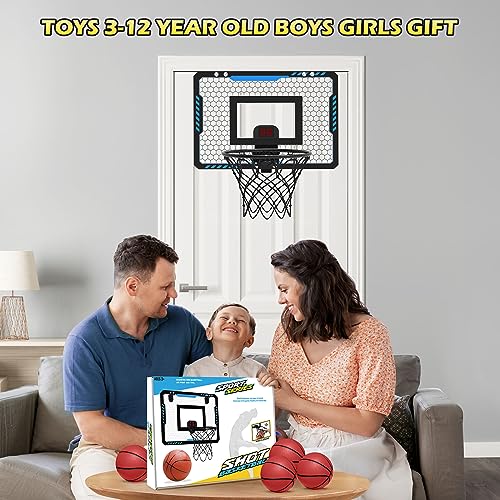 Iyoyo Mini Basketball Hoop Indoor for Kids Over The Door Basketball Hoop with Electronic Scoreboard Mini Basketball Hoop 4 Balls Basketball Toys Gift Kids 3-12 Year Old Toddlers Boys Girls Teens