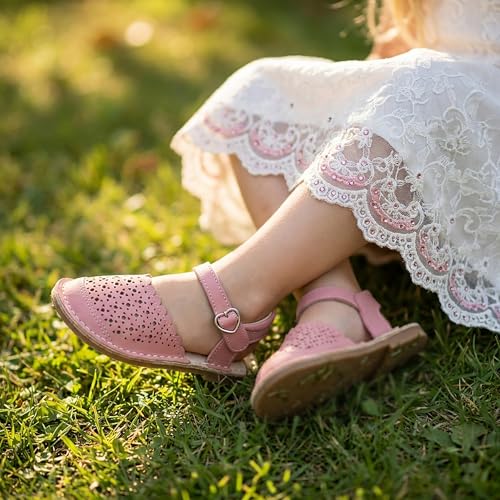 Image of THEE BRON Toddler Floral Cutout Closed Toe Sandals for Girls Breathable Summer Shoes