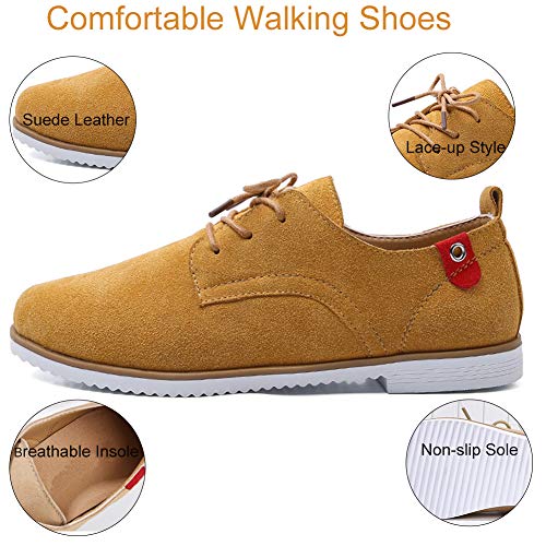 SaraIris sapato feminino vintage sem salto Oxfords com cadarço e camurça, sapato Oxford para outono