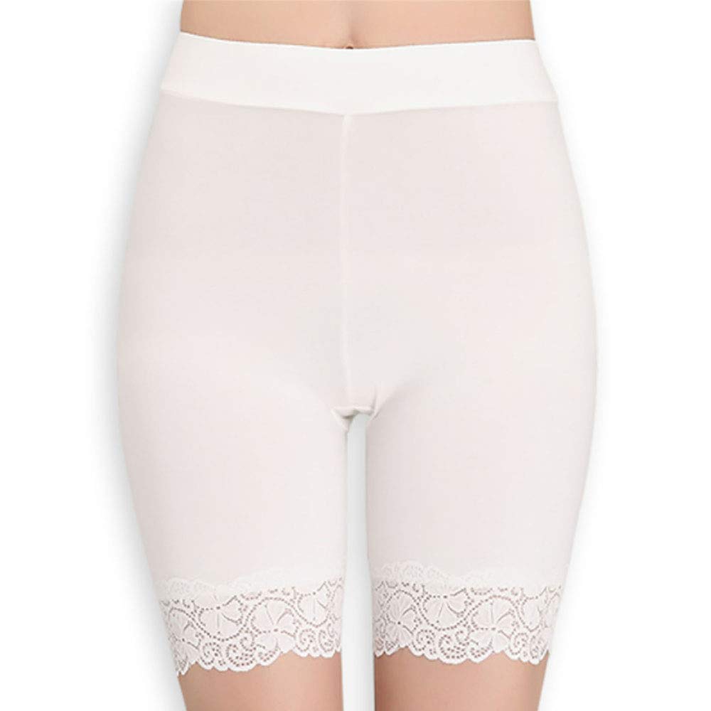 Calzoncillos para mujer bajo falda corta anti-chafing pantalones cortos ropa interior de seguridad pantalones largos de cintura alta leggings de encaje mallas cortas con borde de encaje
