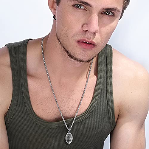 U7 Football Necklace Men Women Stainless Steel Pendant Chain Sport Fan Gift American Rugby Pendant Silver Soccer Charm Necklace #TOP1
