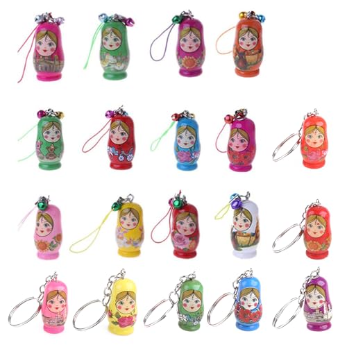 Nawwgy Russian Nesting for Pendant Painted for Handcraft Interactive Matryoshka Keychain Color Painting Puppet B Cartoon Wooden Russian Matryoshka Doll
