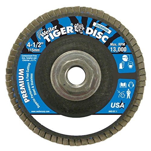 Weiler Type 27 Non-Woven Zirconium Flap Disc - Fine Grade - 4 1/2 in Dia 5/8 in Center Hole - 13000 Max RPM - 50699 [PRICE is per DISC]