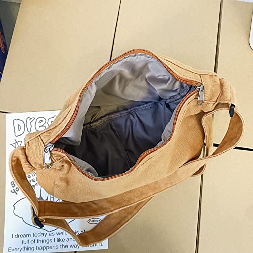Image of Canvas Casual Messenger Bag Hobo Crossbody Bag Canvas Shouder Tote Handbag for Women and Men