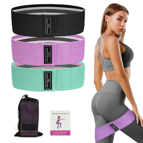 flintronic Fabric Resistance Bands, Exercise Bands Set of 3, Non-Slip Booty Bands with 3 Resistance Levels, Workout Fitness Bands for Hips & Glute, Women/Men/Beginners/Yoga, Strength Training