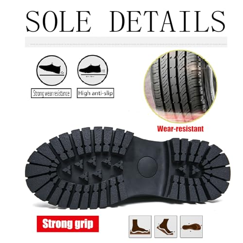 Men's Leather Platform Chukka Boots with Side Zipper Fashion Buckle Straps Non-slip Lug Sole Block Heel Lace Up Combat Booties Punk Biker Motorcycle Short Boots3