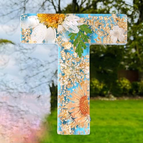 cookx Floral Resin Night Light,Floral Resin Night Light Letter Alphabet,for Mother, Wife, Birthday Gift for Her, Mother's Day Gifts (T)