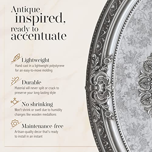 Image of Petite Oval Round Chandelier Ceiling Medallion or Fan Medallion, 43 Inches, Silver