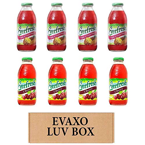 LUV BOX- variety Everfresh Juice 16 oz. pack of 8 , Everfresh Tropical Fruit Punch , Everfresh Cherry. by evaxo