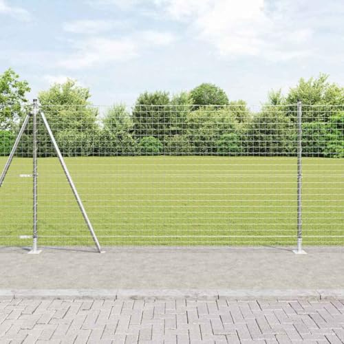 Postes de vallas de metal 7 unidades plata