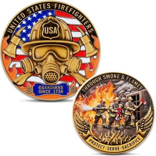 Firefighter Heroism Challenge Coin – Commemorative Medallion Honoring Courage, Sacrifice & 9/11 Tribute – Appreciation Gift for Firefighters and First Responders