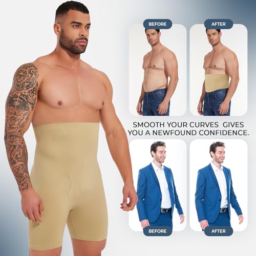 Mens Shapewear Tummy Control Shorts Boxer Briefs Beige3