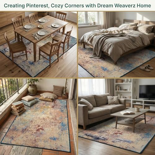 Image of Dream Weaverz Anti Slip Rectangular Carpet for Living Room & Hall | Silk | Flat Woven Soft Washable Floor Mat for Home, Bedroom Floor & Kitchen | Durable Anti Skid Rug for Daily Use (4 X 6) feet