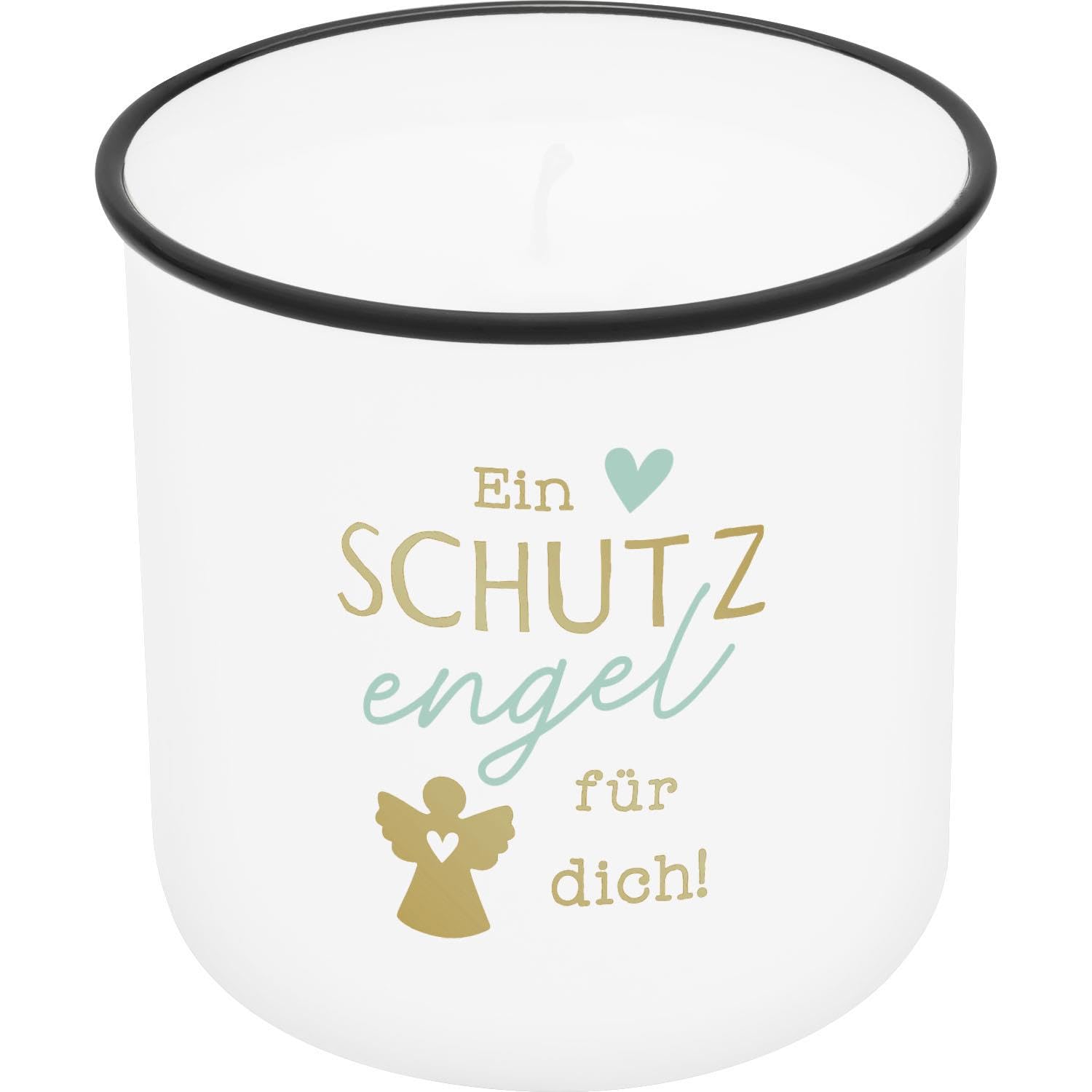 Gruss & CO Candle in Cup Motif Guardian Angel, Printed Candle Cup, Porcelain, Height 8.8 cm, Diameter 8.4 cm, Gift, Decorative Item, 74769