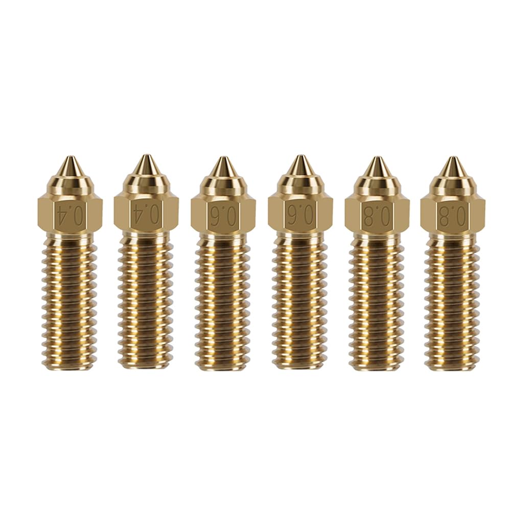 Multi Size Extruder Brass Nozzles Kit 0.4mm 0.6mm 0.8mm for K1 / K1 Max/Ender 3 V3 KE 3D Printer Part Accessories (6 Pcs)