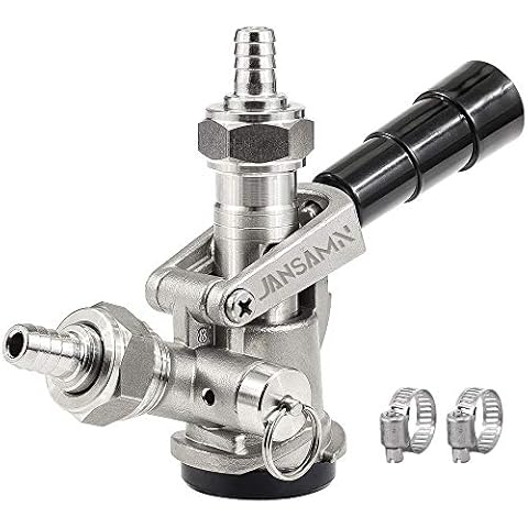 Sankey D Keg Coupler, All 304 Stainless Steel Body & Probe American D System Sankey Beer Keg Tap Coupler with Ergonomic Handle & Hose Clamp for I.D 5/16'' Draft Beer Line Gas Cover