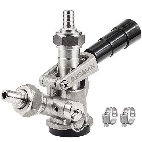 Jansamn Sankey D Keg Coupler, All 304 Stainless Steel Body & Probe American D System Sankey Beer Keg Tap Coupler with Ergonomic Handle & Hose Clamp