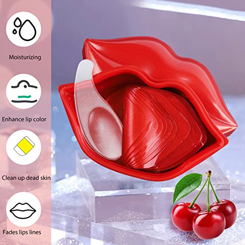 20Pcs Lip Masks,Anti-Aging Anti-Dry Anti-Wrinkle Lip Mask,Treatment Lip Mask For Lip Care & Lip Plumping & Lip Sleeping & Lip Nourishes & Lip Soothing,Moisturizing Gel And Hydrates Lip Cherry (Red) #TOP2