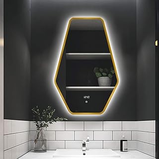 Specchio Intelligente con Cornice in Alluminio, con Illuminazione a LED con Retroilluminazione Specchio da Bagno, Touch Screen Dressing Specchio per Il Trucco Antiappannamento a Prova di Esplosione