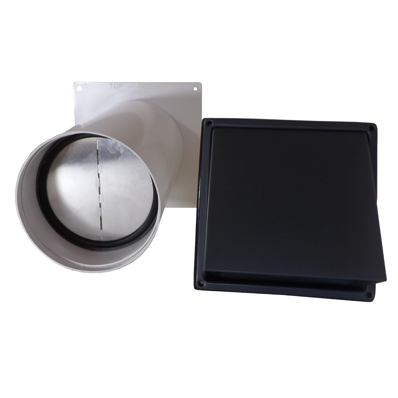 VentilationNord Mauerkasten Set mit Mauerkasten 150, Kanal-Set, Flachkanal-Anschluss, Wetterschutz-Lüftungsgitter ohne Lamellen (Haube), Insektenschutz & Teleskoprohr Ø 150 | Mauerdurchführung Set