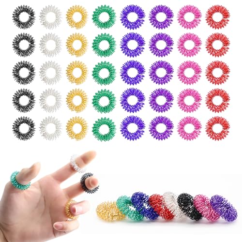 Wepai Akupressur Ring, 40 Stück Massageringe für Finger, Finger Massageringes für Bessere Durchblutung und Linderung von Gelenkschmerzen