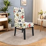 Stretchy Parson Chair Slipcovers for Dining Room Chair seat Covers Chair Protectors for Party Pet Protection Universal Fit Soft Polyester (Set of 4, Orange Flowers) - Image 3