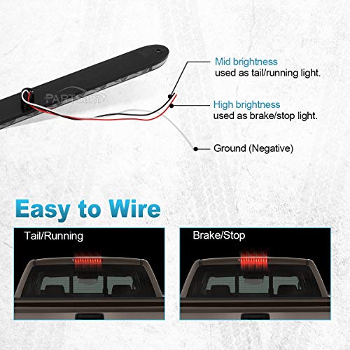 Image of Partsam 2pcs 15 inch inch Clear Lens Red 11 LED Flange Mount Trailer Truck RV Stop Turn Signal Tail Lamps 3rd Third Brake Light Bar Warning Light ID Bar