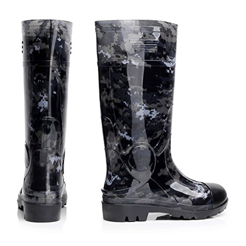 Image of Man Knee High Rubber Rainboots Camo Waterproof Rubber Boots for Garden Man Rain Footwear Size
