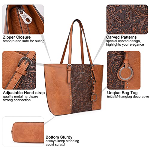 Women Handbags Set Tote Bag for Women Large and Medium Shoulder Bag Satchel Hobo 2pcs Purse Set MWC2-G052A-BR