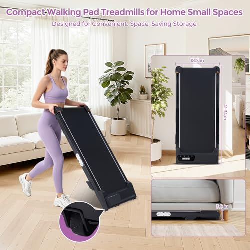 Image of Treadmills with Handle Bar, Walking Pad with Incline for Home Small, Portable Treadmills for Home Exercising, Electric Mini Walking Pad Treadmills with Handles, 3.5HP, 0.6-10MPH, 400LBS
