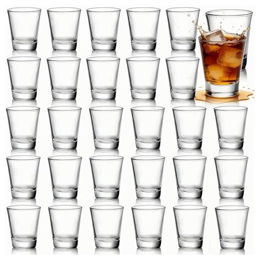 Tebery 30 Pack Round Shot Glasses Bulk Sets with Heavy Base, 2 Ounces Tequila Cups Small Glass Shot Cups, Clear Whiskey Shot Glass Set for Vodka, Whiskey, Tequila, Espresso, Liquor