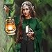 Jadive 5 Pcs Women Elf Renaissance Medieval Dress Traditional Irish Fairy Viking Costume Elf Ear for Halloween Cosplay Party(XX-Large,Green, Black)