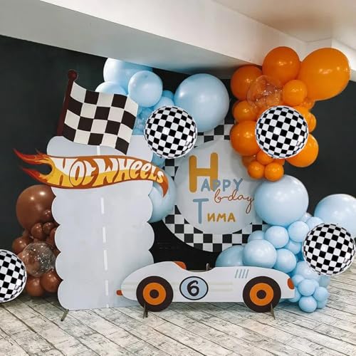 Image of TONIFUL 8Pcs 4D Checkered Balloons 22 Inch Sphere Checkereds Foil Balloons
