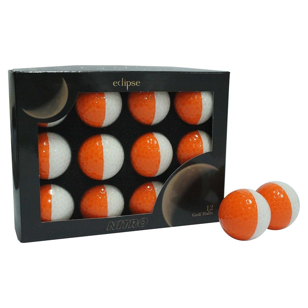 Nitro Eclipse Golf Balls (12 Pack), White/Tangerine