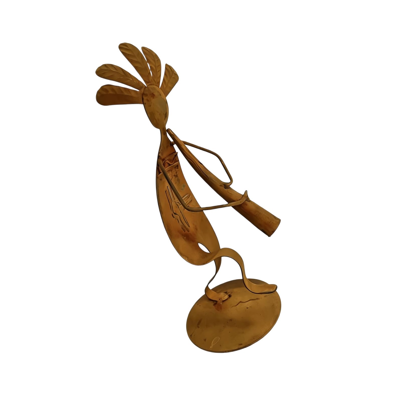 WEILWH Unique Indian Playing Trumpet Metal Figurine Rusty Colored Iron Trumpeter Figure Home Decors Art Gifting Indian Statue Home Decoration