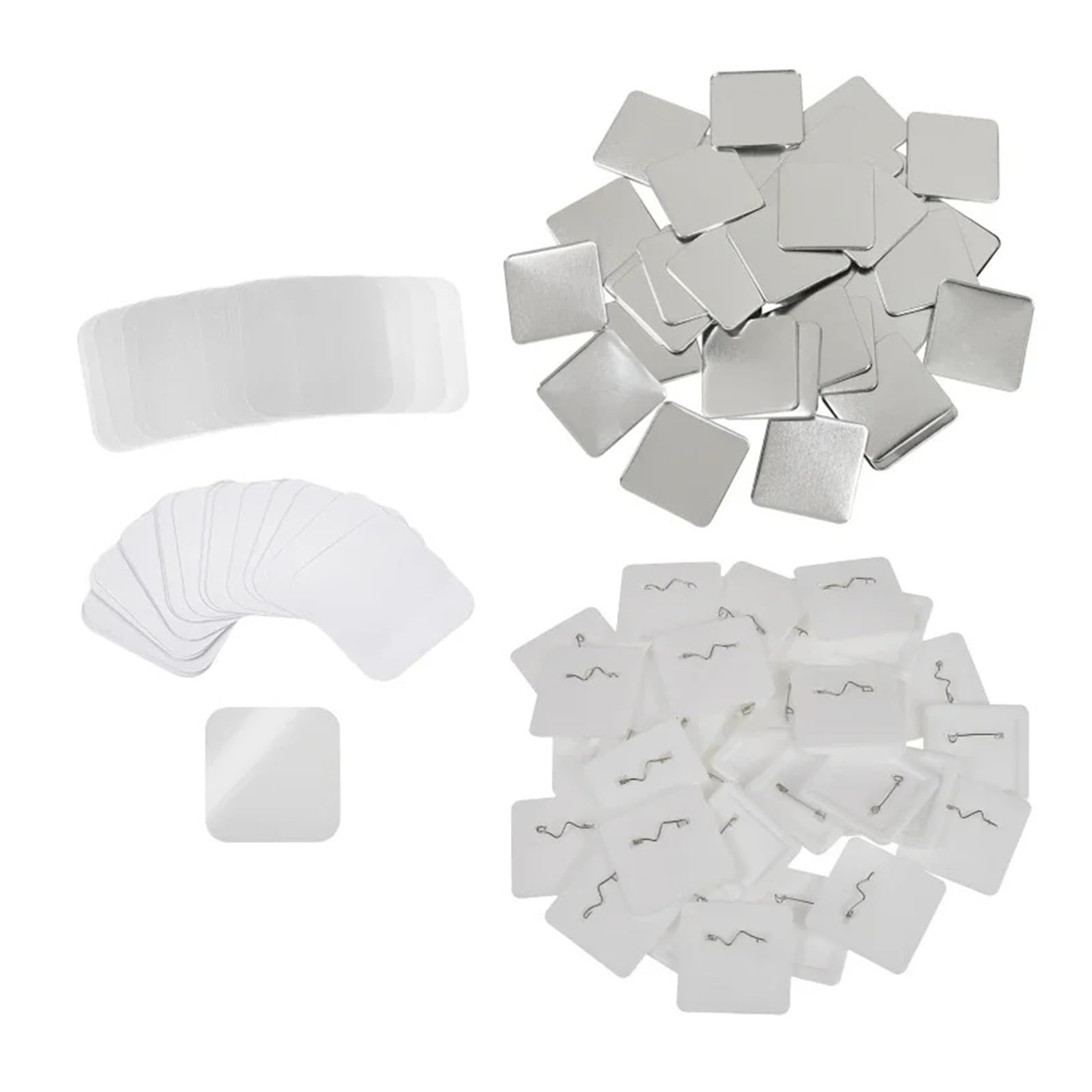 100 sztuk kwadratowych pustych przypinek DIY, materiał na przypinki, 50x50 mm, części do produkcji, materiały ​​pras dziurkujących Szerokie zastosowanie