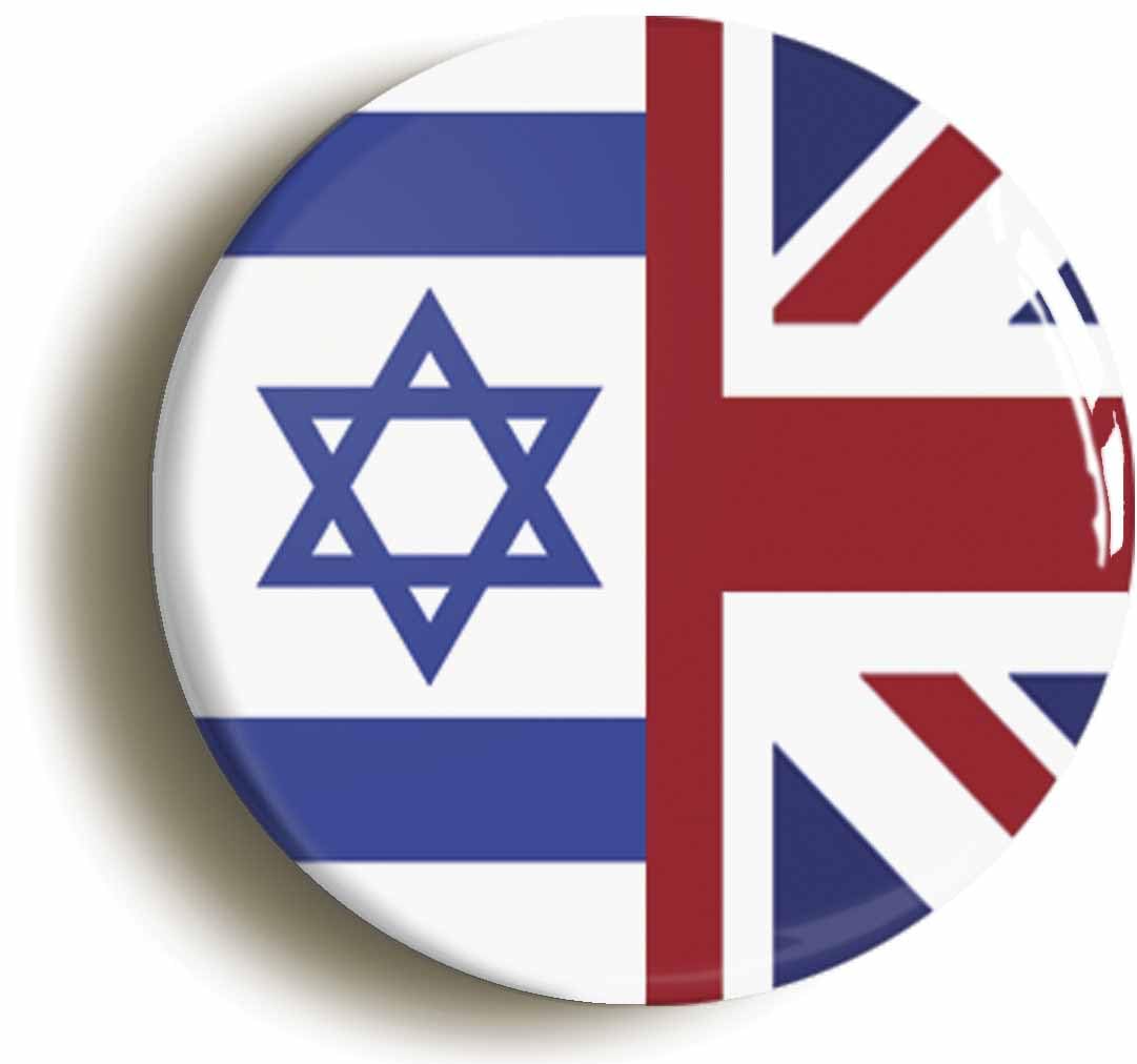 Israel United Kingdom Split Flag Fridge Magnet (Circular 2inch / 50mm Diameter)