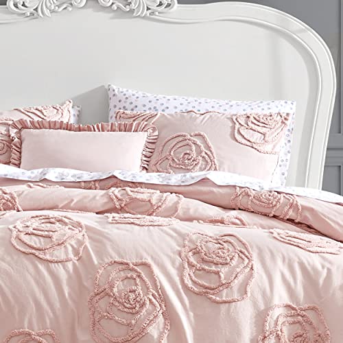 Betsey Johnson - Queen Duvet Cover Set, Reversible Cotton Bedding with Matching Shams & Bonus Throw Pillow, Chic Bedding Set (Rambling Roses Pink, Queen) by Betsey Johnson - Image 4