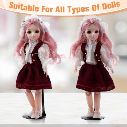 Image of Yaocom 6 Pcs Adjustable Doll Stands for 12 Inch to 18 Inch Dolls Display Stand with Expandable Waist Wire Action Figure Display(Black Silver)