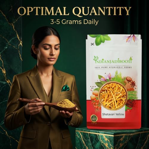Image of IndianJadiBooti Shatavari Yellow (Asparagus racemosus) | Natural Satavar Herb For Hormonal Balance & Reproductive Health | 400 Grams