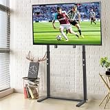 EKSIL Stojak podłogowy na telewizor, wysoki stojak na telewizor, z regulacją wysokości, wolnostojący uchwyt na telewizor do płaskich ekranów LED LCD 81.3 cm - 165.1 cm (biały)