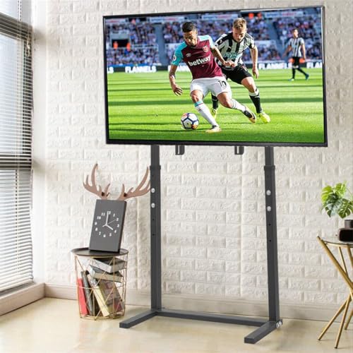 EKSIL Stojak podłogowy na telewizor, wysoki stojak na telewizor, z regulacją wysokości, wolnostojący uchwyt na telewizor do płaskich ekranów LED LCD 81.3 cm - 165.1 cm (biały)