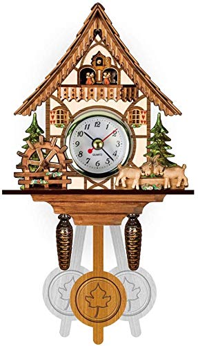 JFJL Pendule À Coucou Horloge De La Forêt-Noire, Horloge Murale De Style Chalet avec Pendule, Mini Carillon De Coucou en Bois Artisanal, Décoration De Cuisine À Domicile (129 × 231 × 55MM),5