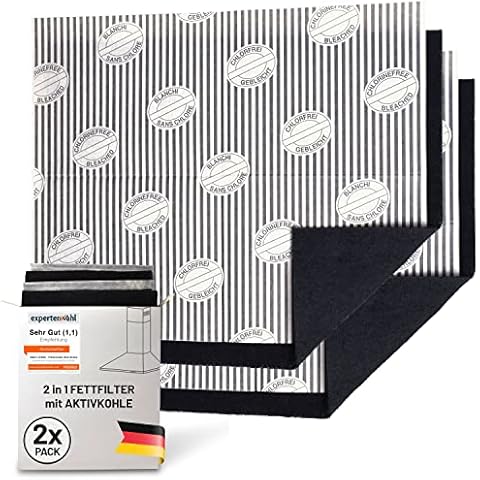 D&D Living® Aktivkohlefilter Dunstabzugshaube | 2er Pack | Fettfilter Flach + Kohlefilter für Dunstabzug Filter Abzugshaube | Aktivkohle Filtermatte zuschneidbar 57x47 cm Cover