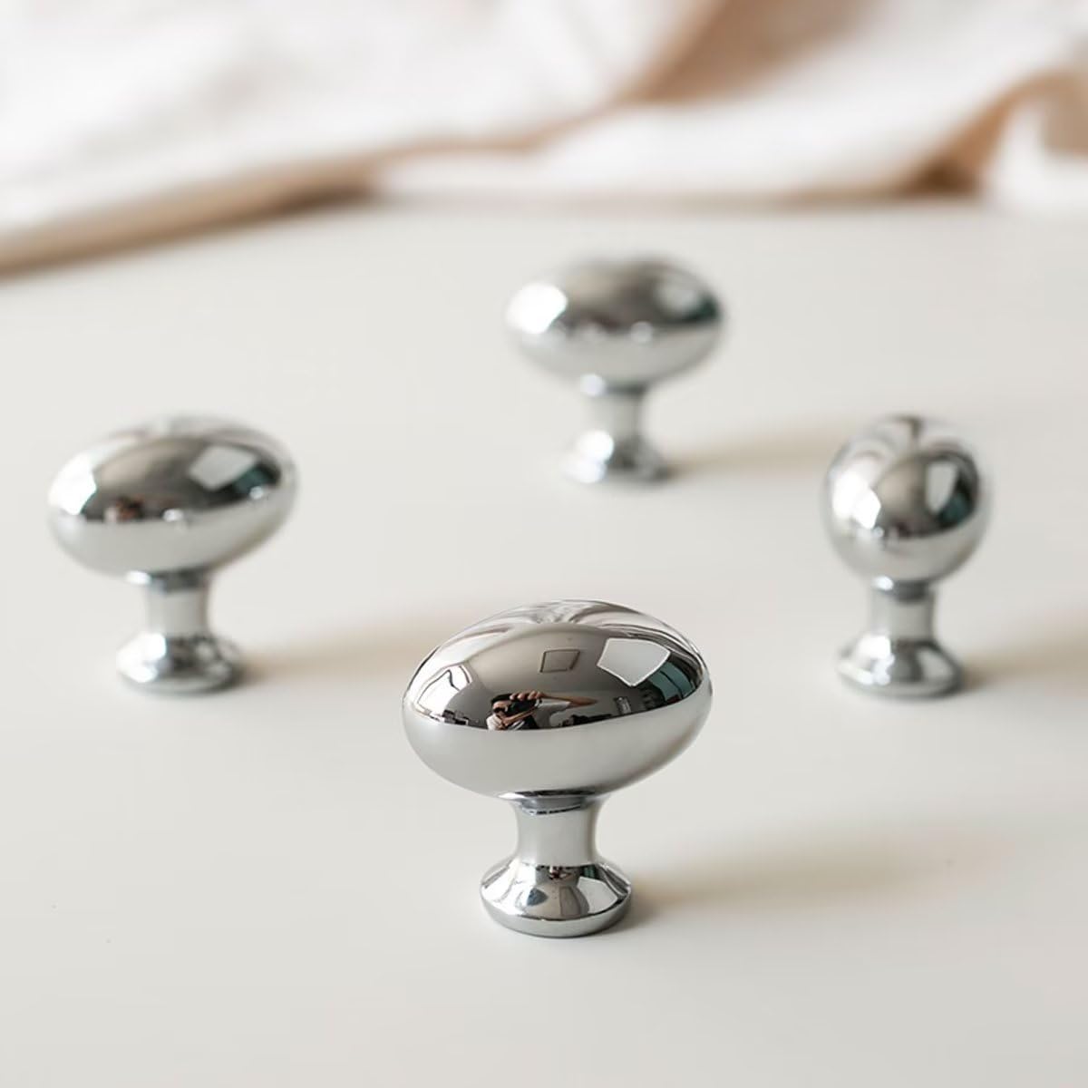 Maniglie per mobili, Confezione da 10, pomelli per mobili cromati lucidati, Maniglie per cassettiere da 35 mm con Viti, pomelli per cassetti in Lega di Zinco per Cucina